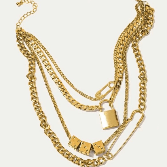 NEW!! 💛 Chunky Punk Layered Necklace - Picture 3 of 3